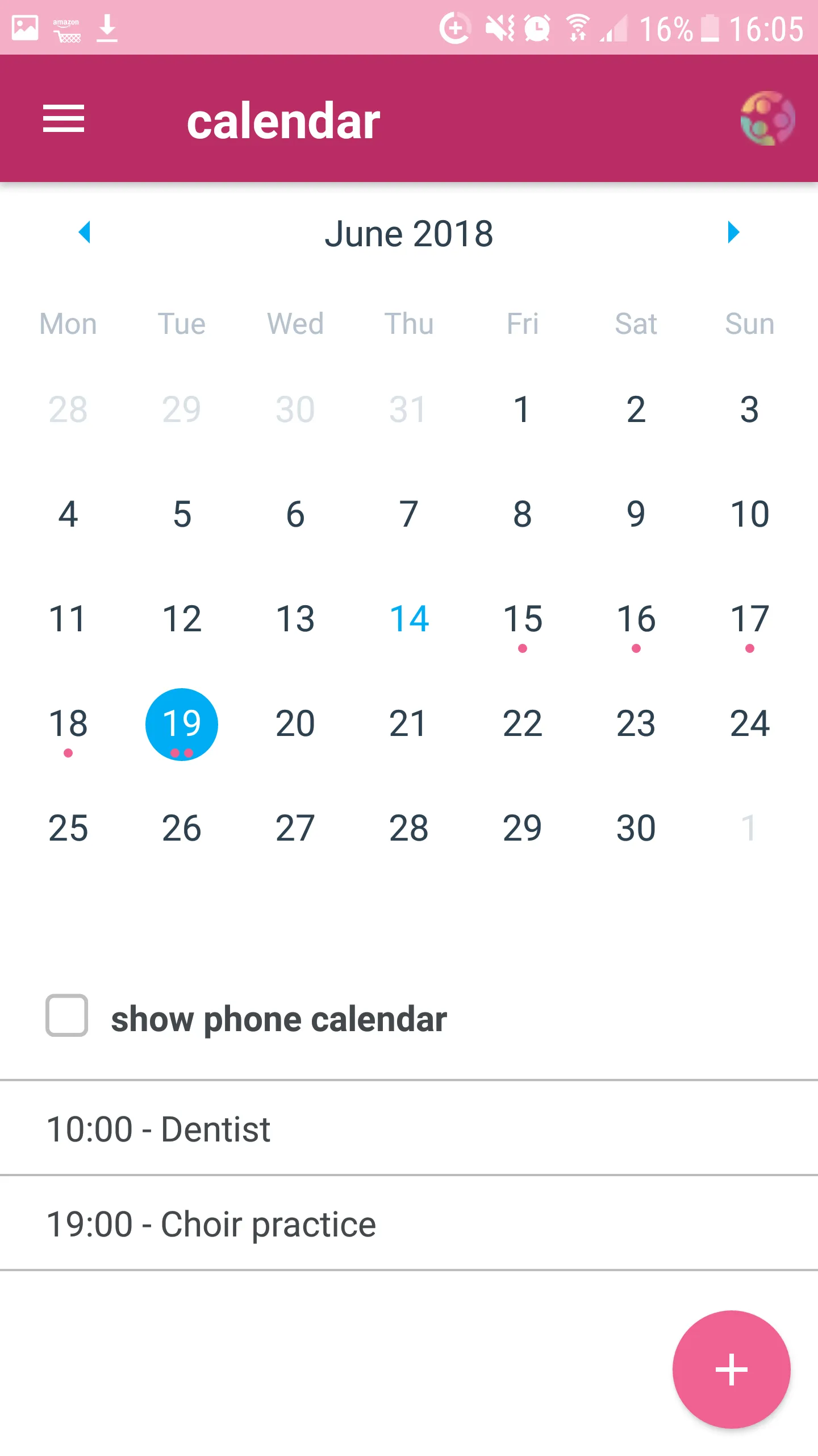 CareTeam calendar