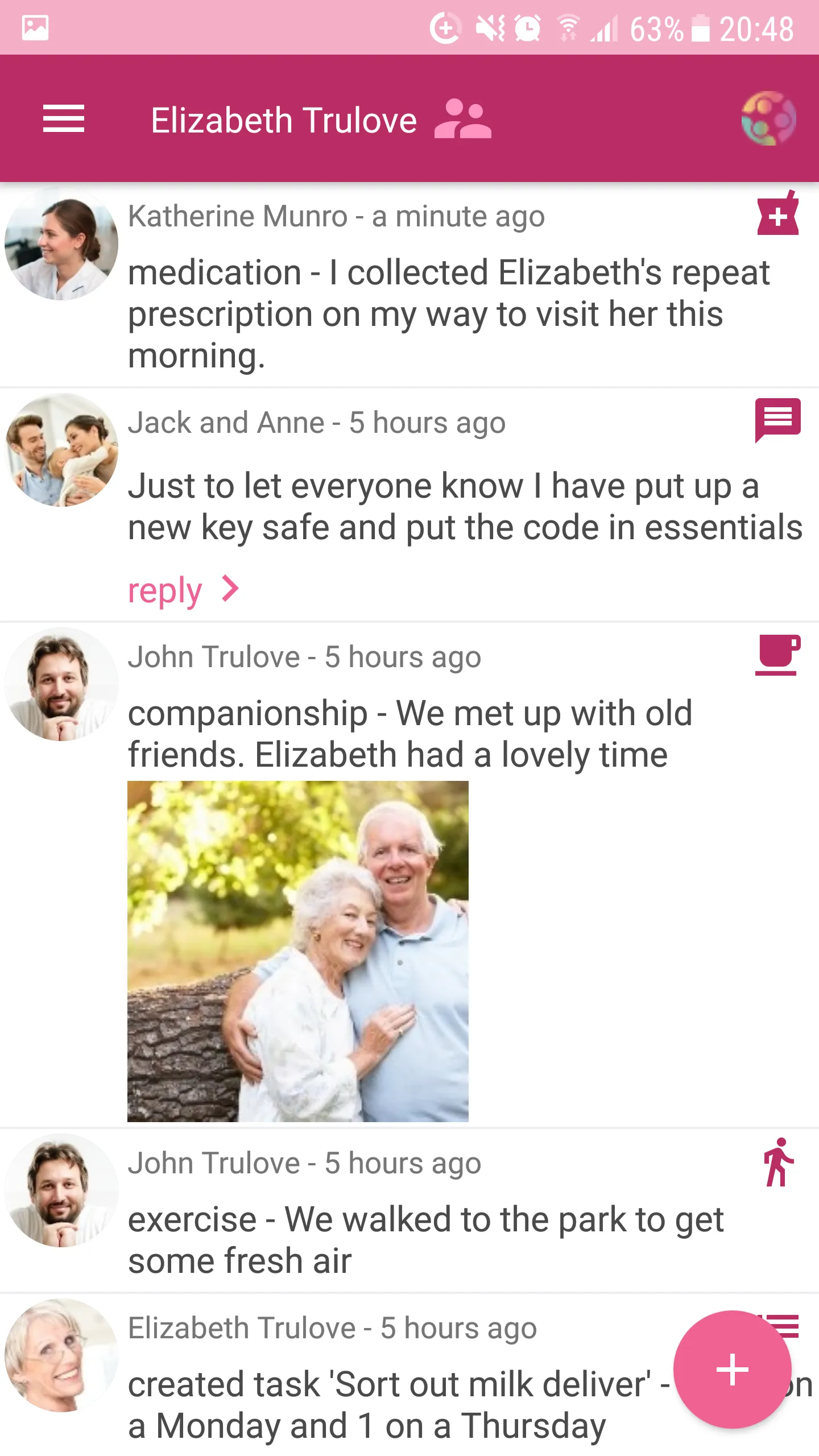 CareTeam carestream activity feed