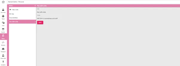 CareTeam web — notes and tasks