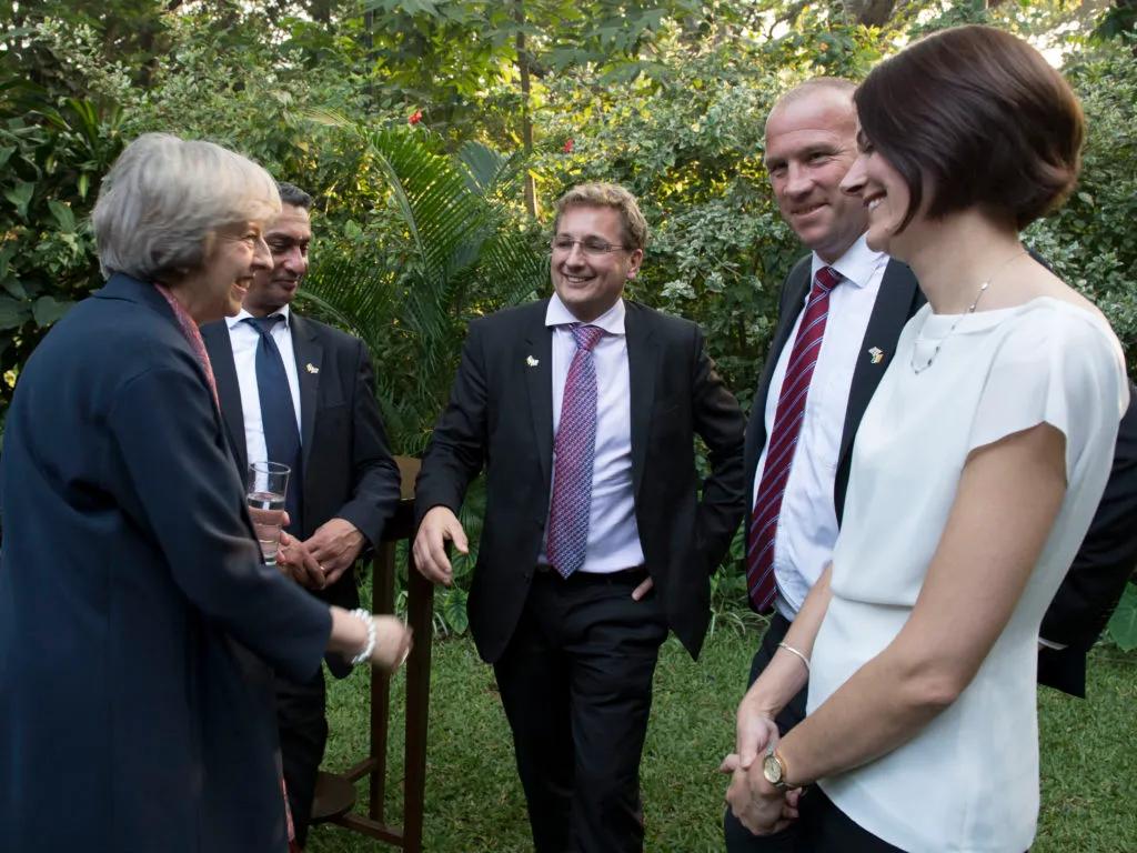 Nick Allott with Prime Minister Theresa May during the Connected Cities mission